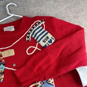 Susan Bristol‎ Red Hand Embroidered Sweater M Mittens Jumpers USA